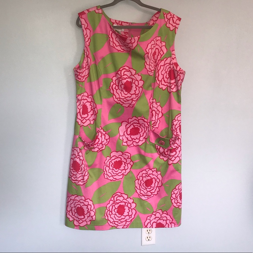 Talbots Bright Pink & Green Sheath Dress size 20